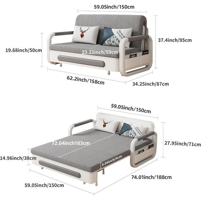 Ausziehbares Schlafsofa mit Stauraum – Dunkelgrau/Weiß (150cm)