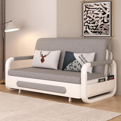 Ausziehbares Schlafsofa mit Stauraum – Dunkelgrau/Weiß (150cm)