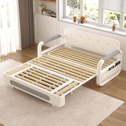 Ausziehbares Schlafsofa mit Stauraum – Dunkelgrau/Weiß (150cm)