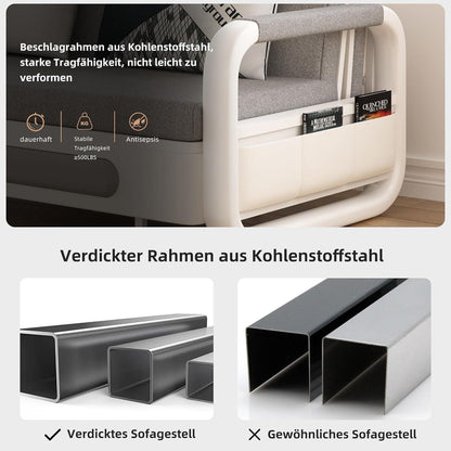 Ausziehbares Schlafsofa mit Stauraum – Dunkelgrau/Weiß (150cm)