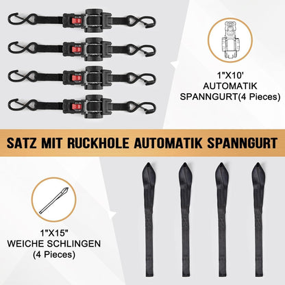 Automatischer Spanngurt-Set (4 Stück) – 3m x 25mm, EN 12195-2