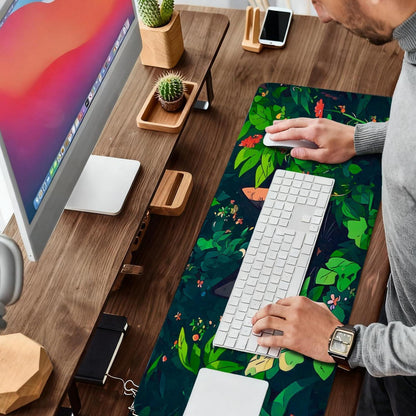 Großes Gaming Mauspad 80x30cm – Niedliche Katze & Grün