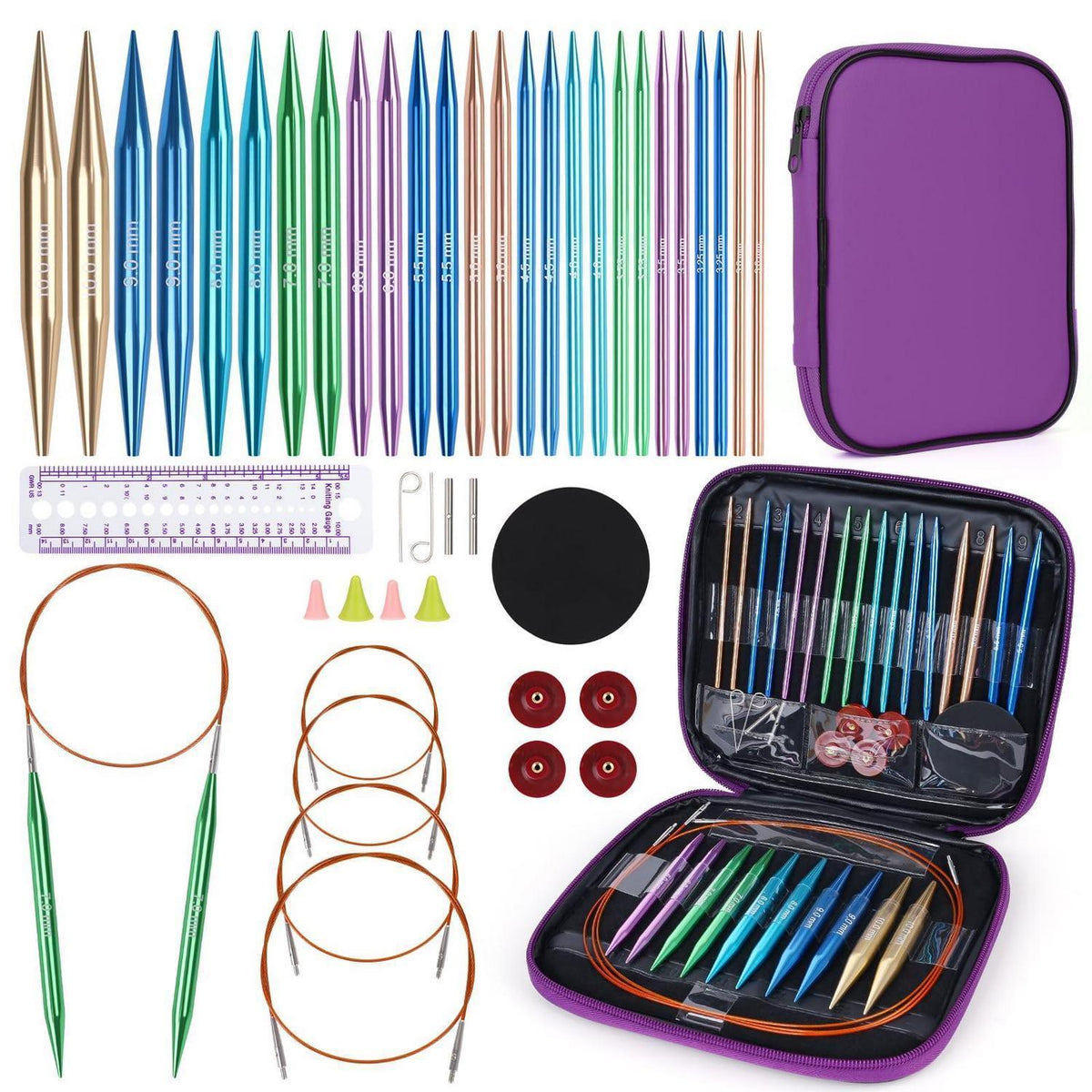 Austauschbares Rundstricknadel Set mit Zubehör – 13 Paar Nadeln