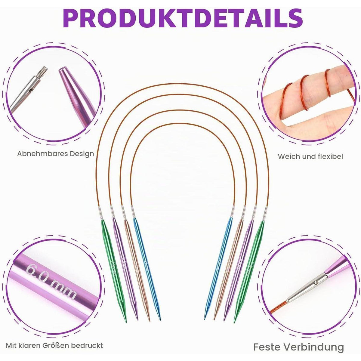Austauschbares Rundstricknadel Set mit Zubehör – 13 Paar Nadeln