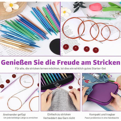 Austauschbares Rundstricknadel Set mit Zubehör – 13 Paar Nadeln