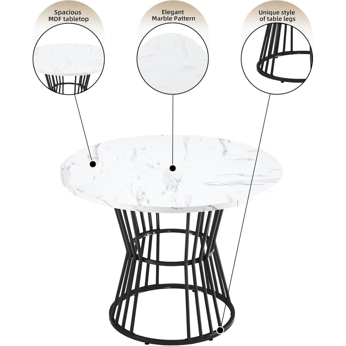 5-teiliges Esstisch Set Grau & Schwarz – Modernes Esszimmer