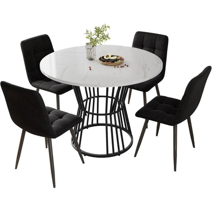 5-teiliges Esstisch Set Schwarz – Modernes Esszimmer für Küche & Wohnzimmer