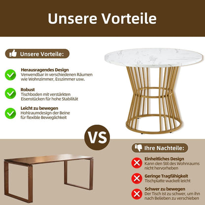 5-teiliges Esstisch Set Grün + Gold – Modernes Esszimmer