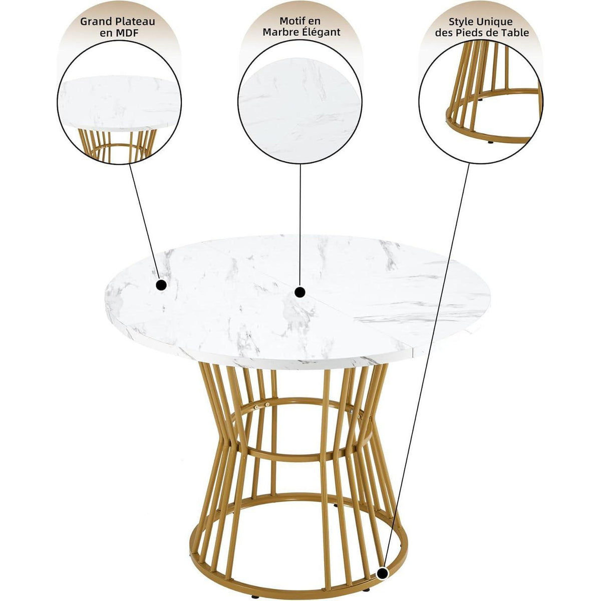 5-teiliges Esstisch Set Grün + Gold – Modernes Esszimmer