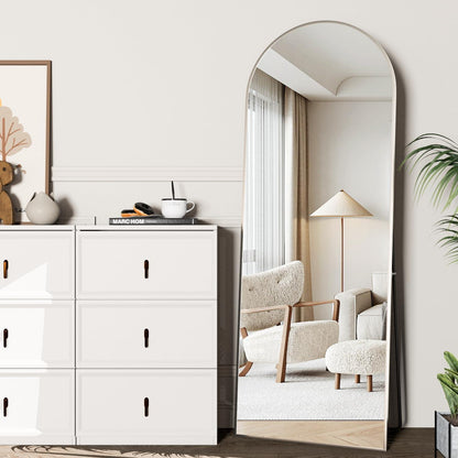 Gewölbter Standspiegel in voller Länge – 162cm, Weiß