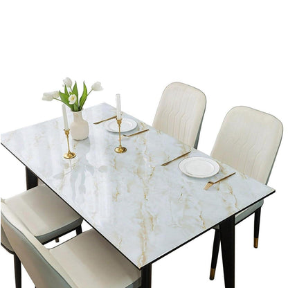 Wasserdichte PVC Tischdecke Hellgold Marmor 90x180 cm