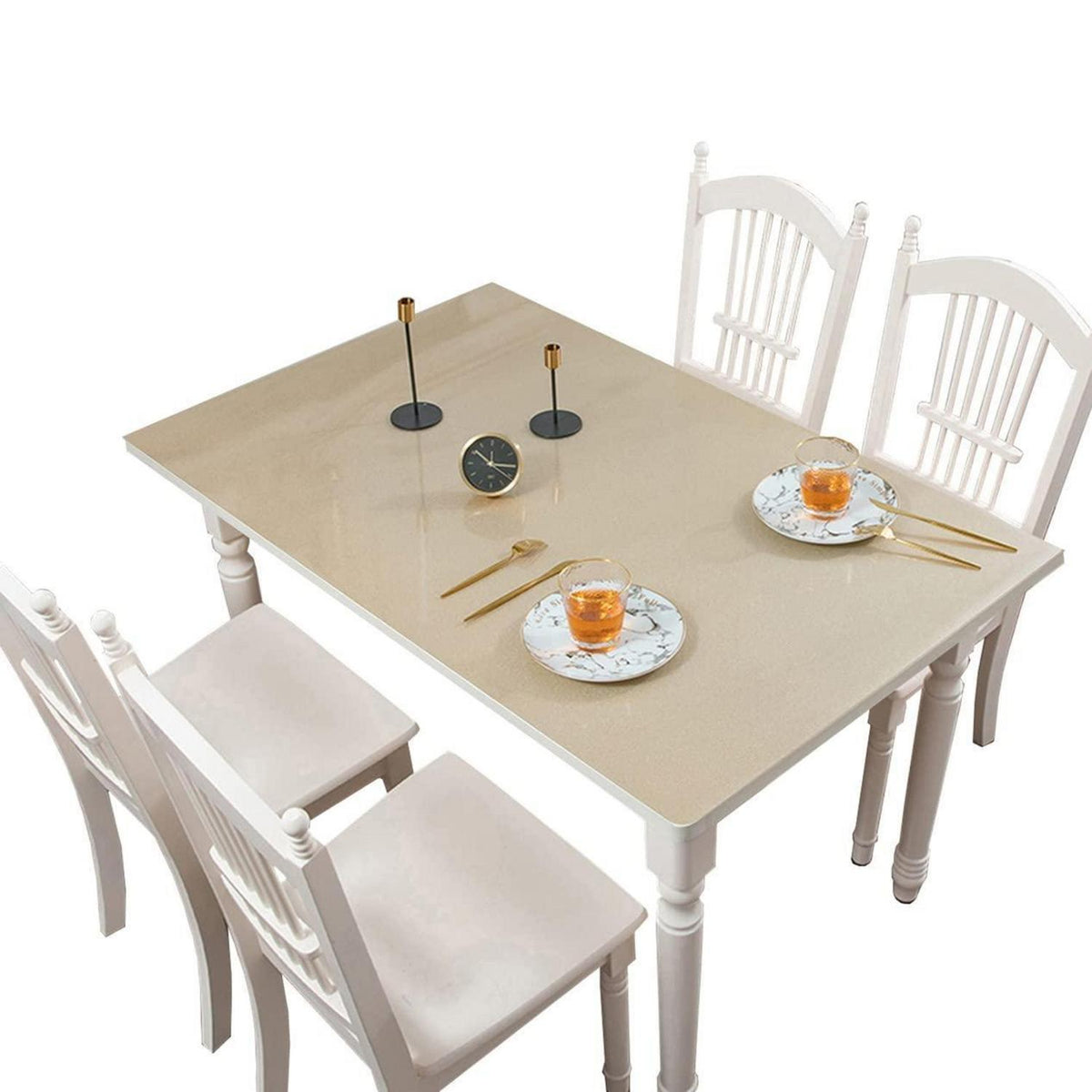 Wasserdichte PVC Tischdecke Rechteckig 80x180cm Gold Schutzfolie