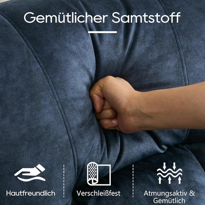 2er Relaxsessel mit Liegefunktion & Konsole – Blau