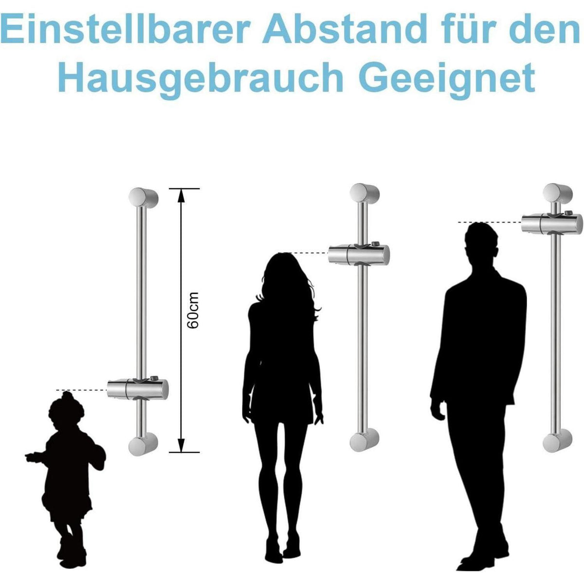 Verstellbare Duschstange 60cm mit Brausestange und Duschkopf