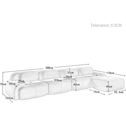 Modulares Cord Sofa 4-Sitzer mit Ottomane – Grün