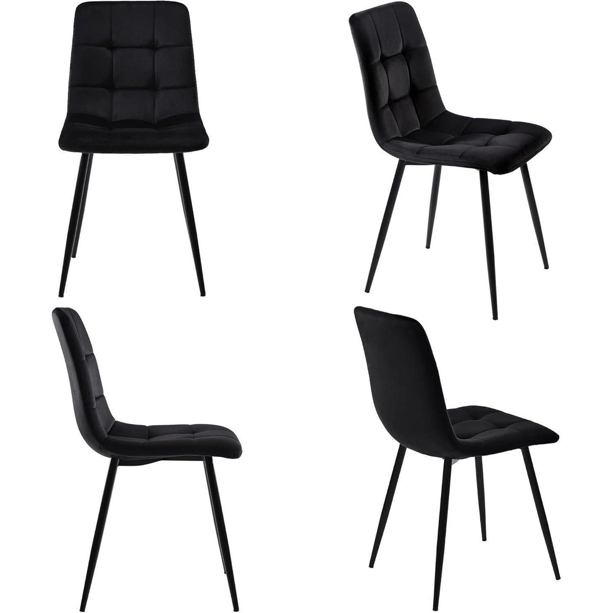 Sechseckiger Esstisch Set Schwarz Gold – 5-teilig, 115x100cm