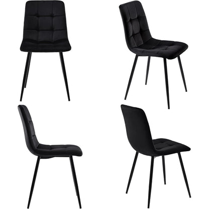 Sechseckiger Esstisch Set Schwarz Gold – 5-teilig, 115x100cm