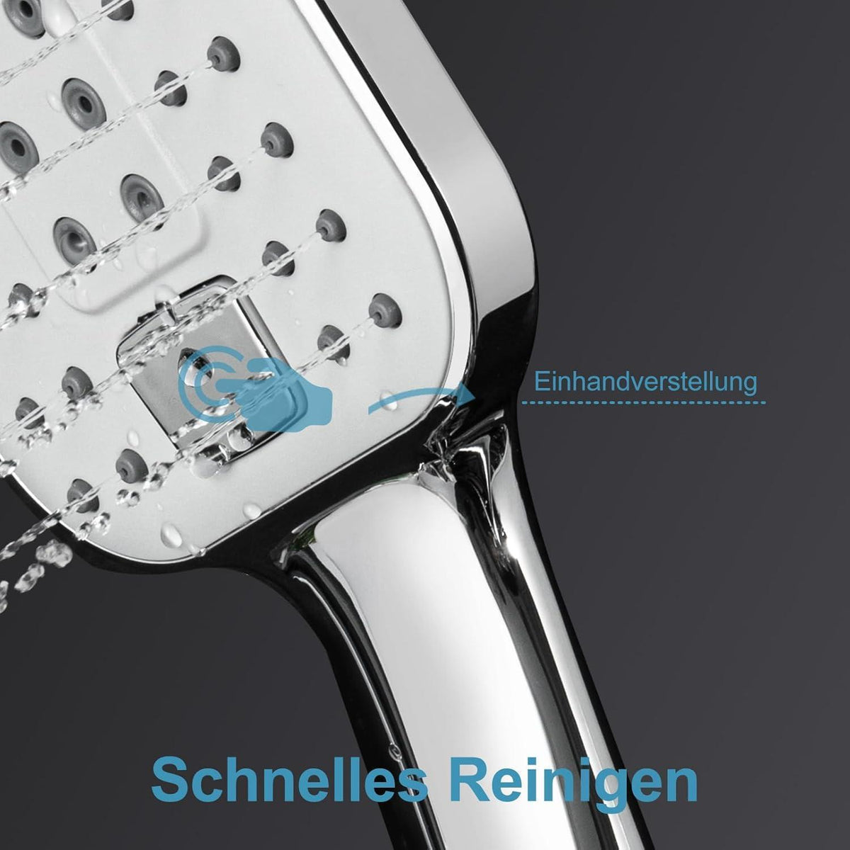 OFFO Duschset Chrom, 3 Strahlarten, 100cm Duschstange