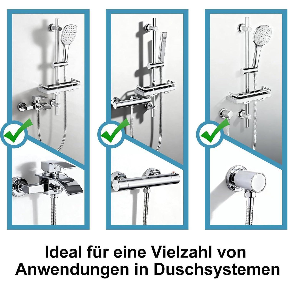 OFFO Duschset Chrom, 3 Strahlarten, 100cm Duschstange