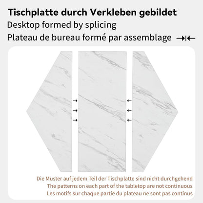 Sechseckiger Esstisch Set Grün Schwarz – 5-teilig, 115x100cm