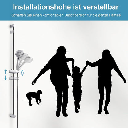 OFFO Duschset mit 3 Strahlarten & verstellbarer Höhe