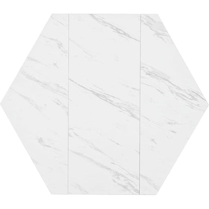 Sechseckiger Esstisch Set Grau & Gold – 5-teilig, 115x100cm