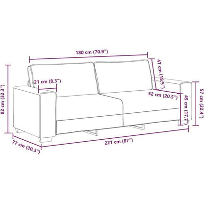Modernes Sofa mit extra tiefen Sitzen, Taupe 180 cm