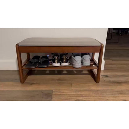 Schuhbank mit Kissen & Stauraum – Holzbank für Flur & Eingang (Weiß)