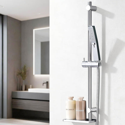 Verstellbare Duschstange 70cm Chrom mit Ablage & höhenverstellbarem Gleiter