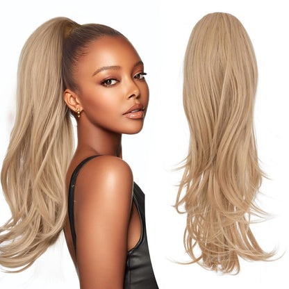 Welliges Pferdeschwanz-Haarteil Aschblond 56cm