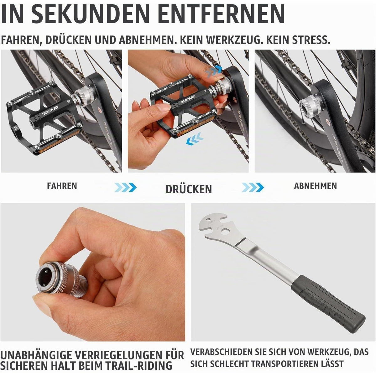 Schnellwechsel-Fahrradpedal 9/16 Zoll – CNC Aluminium mit Anti-Rutsch-Stiften