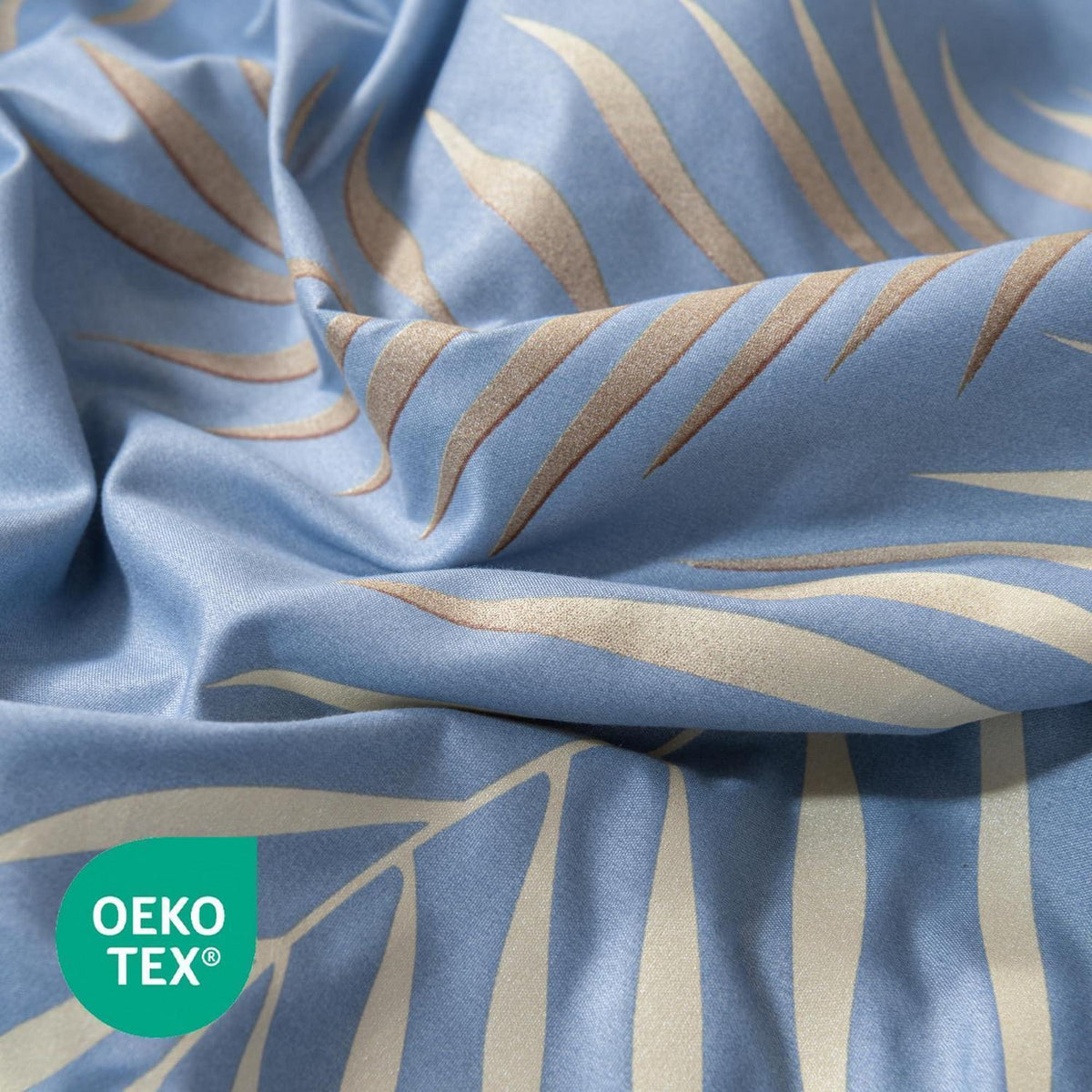 Mikrofaser Bettwäsche Set 135x200 cm Blau Blätter-Design