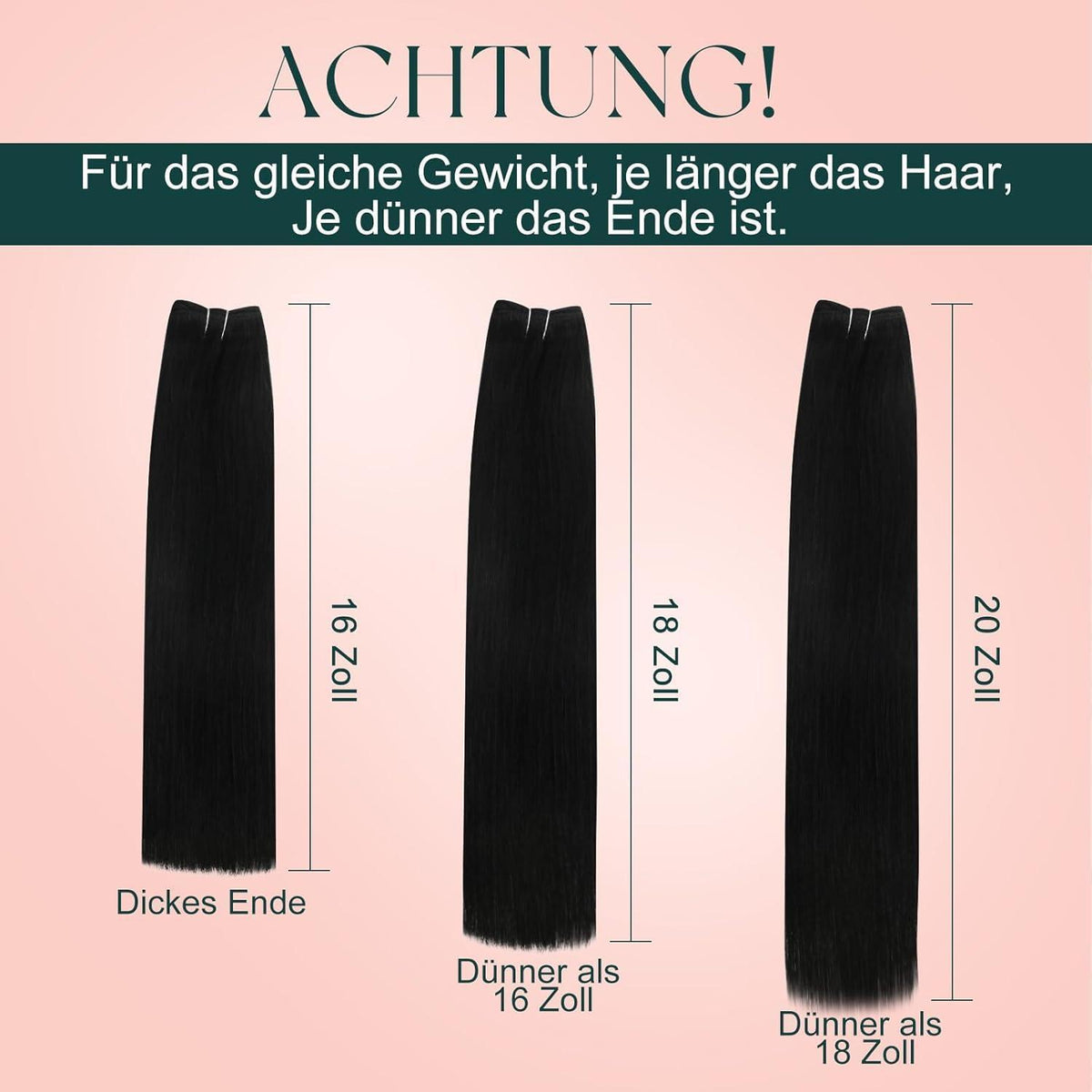 Echthaar Tressen Schwarz – 50cm, 100g, Zum Einnähen