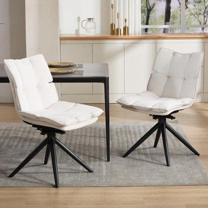 Drehbarer Esszimmerstuhl Set 2x Chenille, Beige