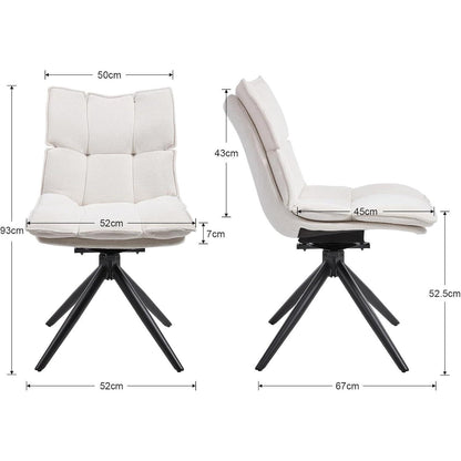 Drehbarer Esszimmerstuhl Set 2x Chenille, Beige