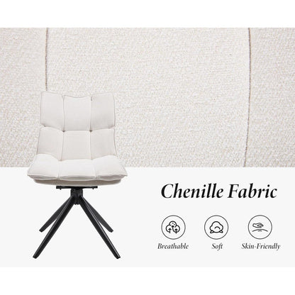 Drehbarer Esszimmerstuhl Set 2x Chenille, Beige