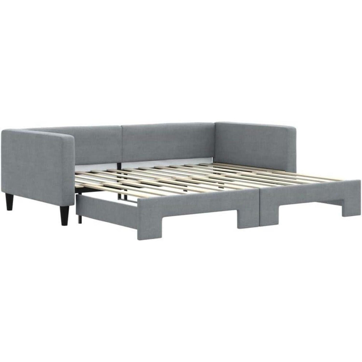 Schlafsofa 2-Sitzer, Ausziehbett mit Bettkasten, Hellgrau