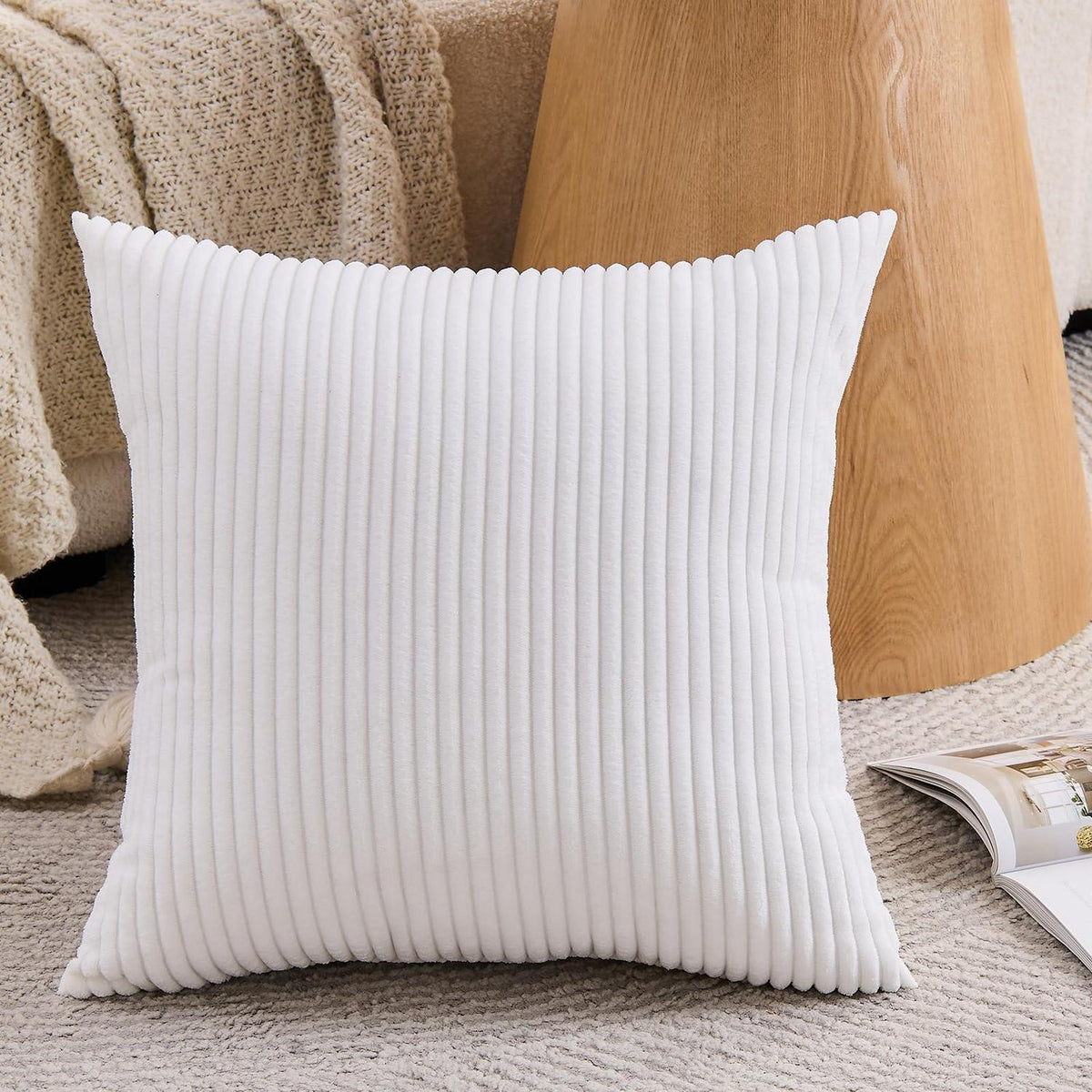 Kordsamt Kissenbezug 50x50 2er Set Weiß – Moderne Deko