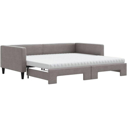 2-Sitzer Schlafsofa mit Bettkasten & Matratze Taupe 100x200 cm