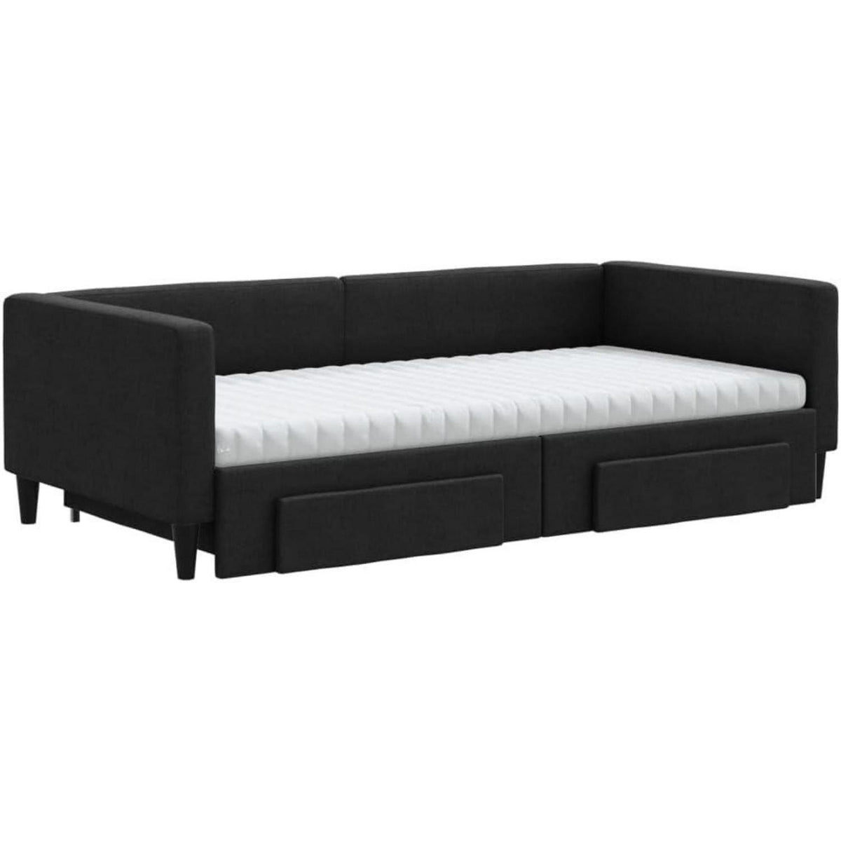 Tagesbett ausziehbar mit Schubladen – 2-Sitzer Sofabett Schwarz 100x200 cm