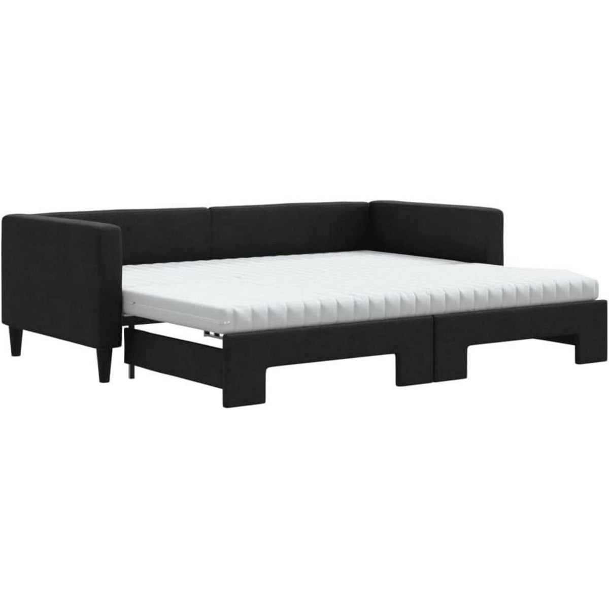 Tagesbett ausziehbar mit Matratze & Bettkasten – 90x190 cm Schwarz