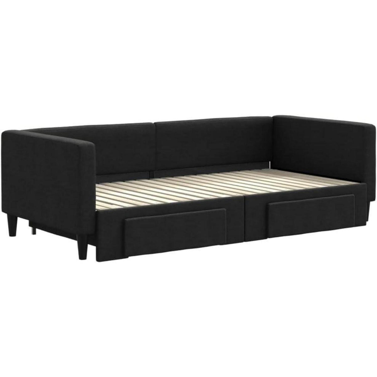 Tagesbett ausziehbar mit Schubladen – 90x190 cm Schlafsofa Schwarz