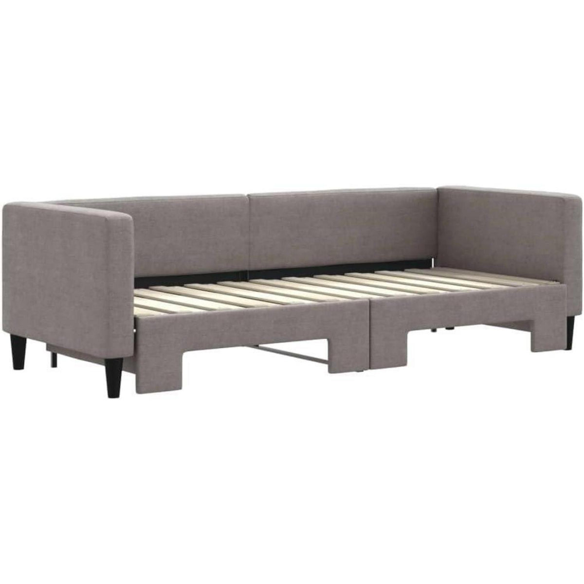 Schlafsofa 2-Sitzer Taupe – Ausziehbett mit Bettkasten