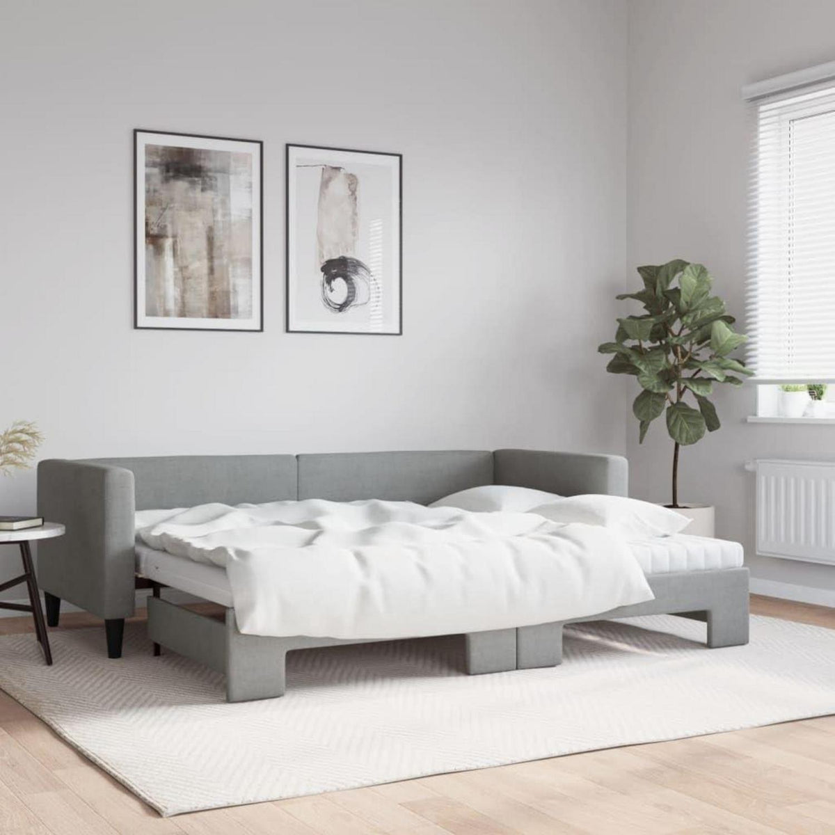 Tagesbett ausziehbar mit Matratze & Bettkasten – Schlafsofa 80x200 cm