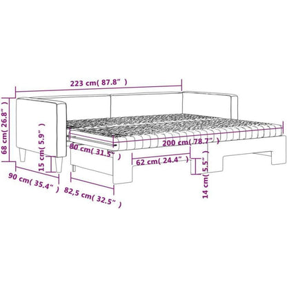 Tagesbett ausziehbar mit Matratze & Bettkasten – Schlafsofa 80x200 cm