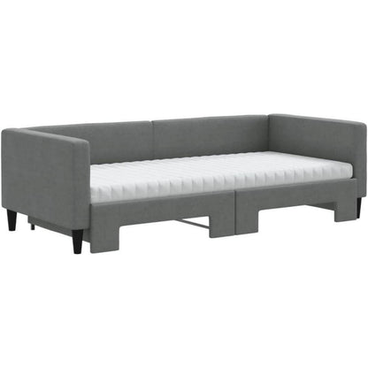 2-Sitzer Schlafsofa mit Bettkasten & Matratze – Dunkelgrau 90x190 cm