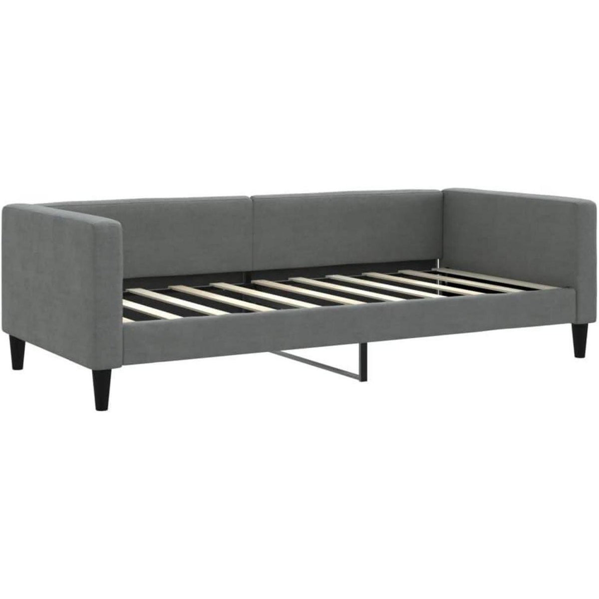 2-Sitzer Schlafsofa mit Bettkasten & Matratze – Dunkelgrau 90x190 cm