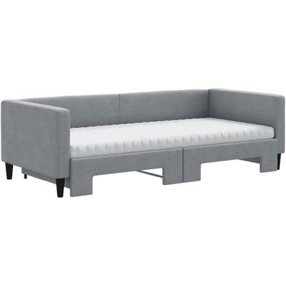 2-in-1 Schlafsofa mit Bettkasten & Matratze – Hellgrau 90x190 cm
