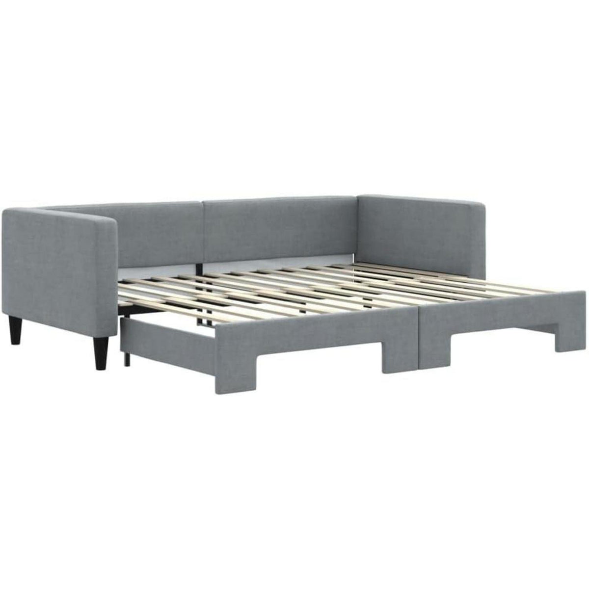 Schlafsofa 2-Sitzer, Ausziehbett mit Bettkasten, Hellgrau