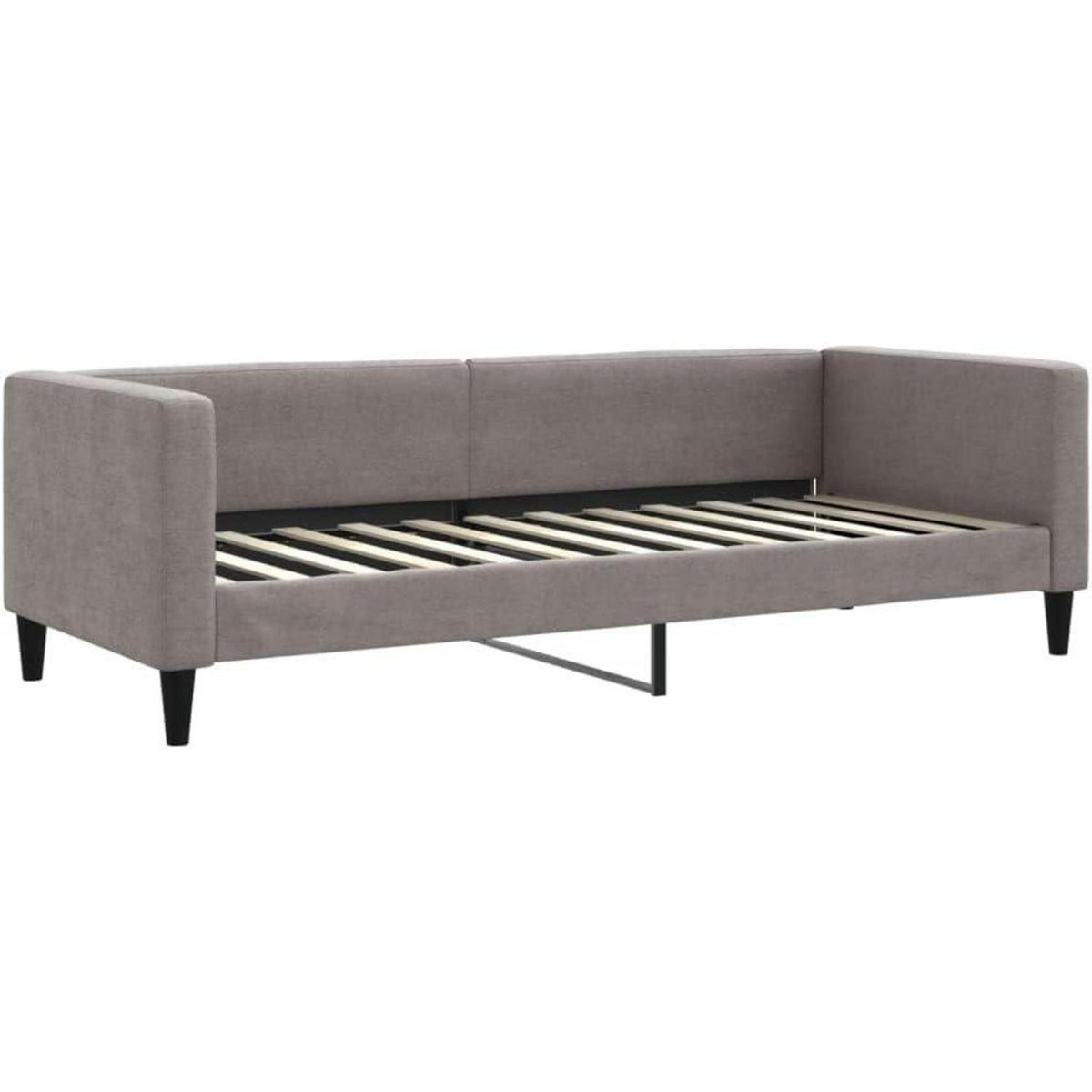 Tagesbett ausziehbar mit Matratze & Bettkasten – Taupe 80x200 cm